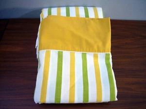 Vintage Cannon Monticello FULL Flat Fitted Sheet Set Green Yellow Stripes MCM - Picture 1 of 3