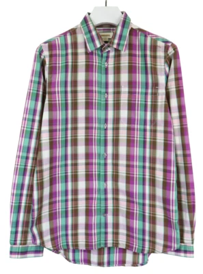 Diesel Hombres Camisa Pequeño con Botones Difusión Collar Estampado de Cuadros - Imagen 1 de 4