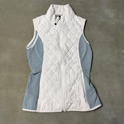 Athleta Vest Womens Extra Small White Gray Upside Quilted Full Zip Pockets - Image 1 of 4