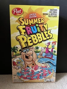 🟢 Nuova Edizione Limitata POST Summer Fruity Pebbles Riso Dolcificante Cereali Box 18,5 oz - Foto 1 di 3