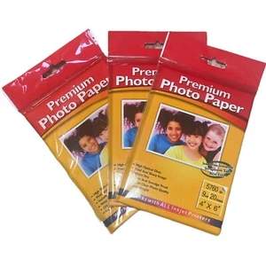 Lot of 3 Premium Photo Paper 5760dpi 20 Sheets of Size 4"x 6" - NEW - Picture 1 of 3