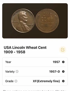 Moneda de error de centavo Lincoln 1957-D 1C RD - Imagen 1 de 1