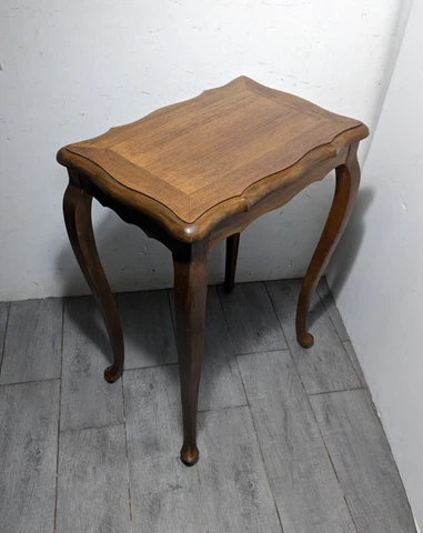Vintage Solid Carved Walnut Wood French Provincial Table Louis XV Style Cover