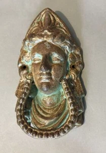 Vintage Antique Style Figural Cast Metal Ladies Head 9" Doorknocker - Picture 1 of 6