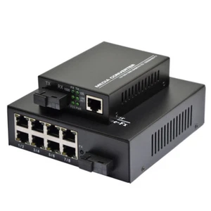 1000mbps Gigabit Ethernet Media Converter 8 Port RJ45 1 port SC Switch Converter - Picture 1 of 6