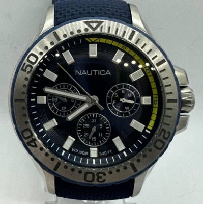 Nautica Watch NAPAUC003 Mens Navy Blue Dial 45mm Case Stainless Steel Band Blue - Image 1 of 4