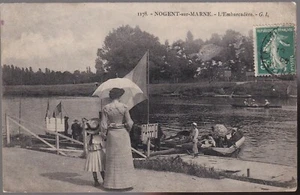 NOGENT sur MARNE 94 Passeur et Embarcadère animé CPA écrite à Mr COVELLE en 1908 - Imagen 1 de 2