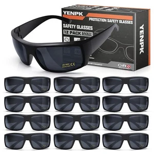 12 Pack Safety Glasses, ANSI Z87.1, UV400, Anti-Fog, Impact Resistant, Grey - Picture 1 of 7