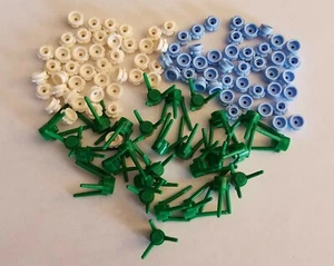NEW Lego lot of 112 pieces - Green Plant Flower Stems Blue White Petals - Rare - Picture 1 of 5