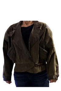 Early 90’s Wilson Leather Bomber Coat Women’s Size L Green - Picture 1 of 6