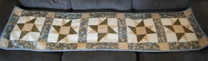 New! Handcrafted Blue/Brown Floral Themed Decorative Table Runner (68" x 16") - Picture 1 of 5