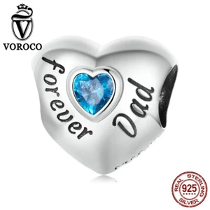 Pulseras europeas Voroco de plata esterlina 925 amorosa familia papá dije ajuste - Imagen 1 de 9