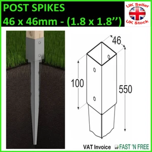 GROUND SPIKE ANCORAGGIO Supporto Supporto Drive-in Post PERGOLA Zincatura 46x46mm - Foto 1 di 1