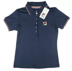 Neu authentisches Mädchen Sonia Fila Poloshirt Stretch Alter 10 Jahre bestickt marineblau - Bild 1 von 3