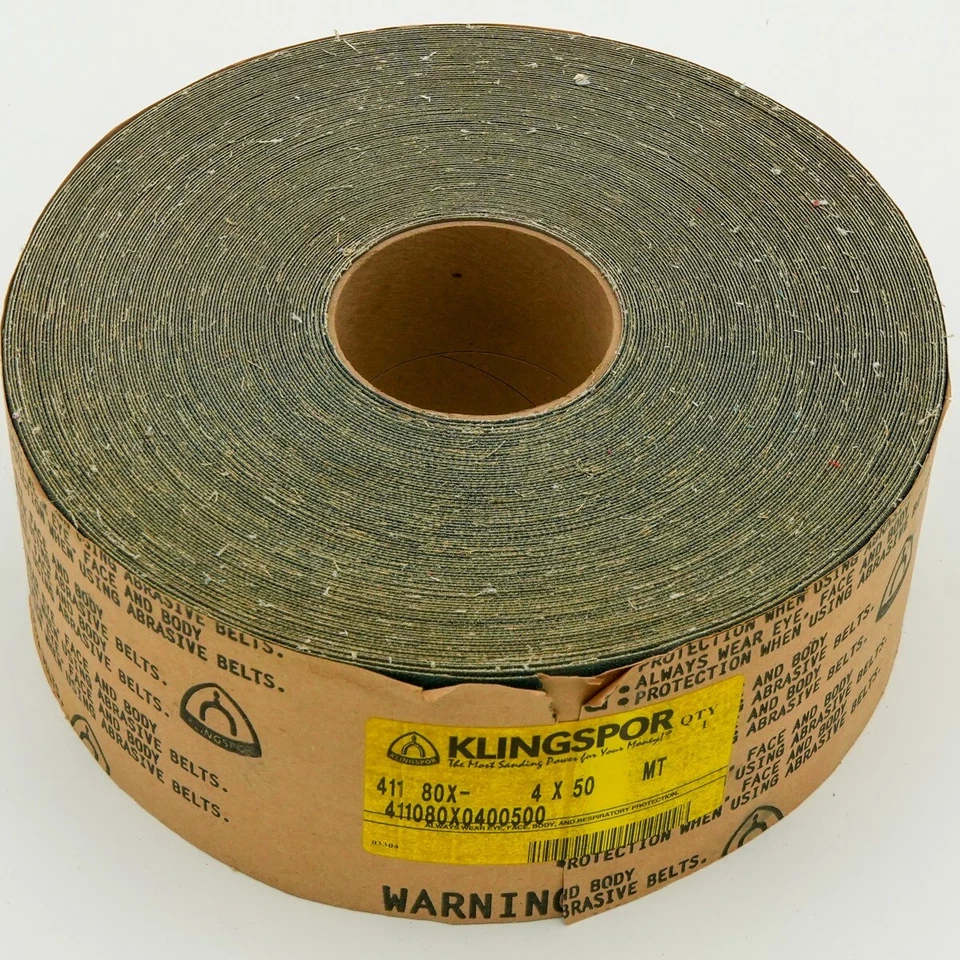 Klingspor 4" x 50' Sandpaper Roll, 80 grit, Cloth Backed - Image 1 of 2