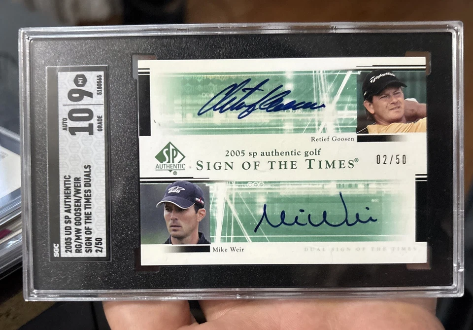 2005 SP Authentic, Retief Goosen & Mike Weir Sign of The Times Auto #/50 Sgc 9 - Image 1 of 2