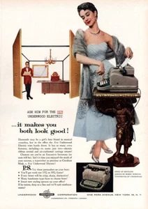 1955 Underwood Schreibmaschine: Es lässt Sie beide gut aussehen Vintage Printanzeige - Bild 1 von 1