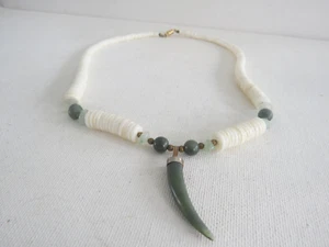 Collar Moda Vintage Cuarzo Verde Piedra Diente - Imagen 1 de 5