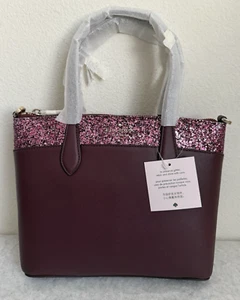 NWT Kate Spade Flash Glitter Satchel Crossbody Bag $329 Cherrywood - Picture 1 of 10