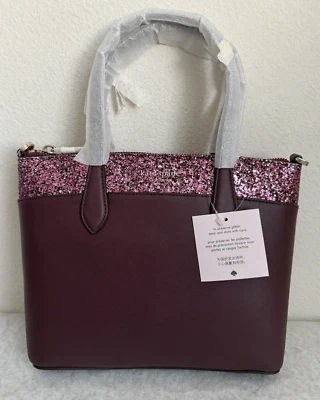 NWT Kate Spade Flash Glitter Satchel Crossbody Bag $329 Cherrywood - Image 1 of 4