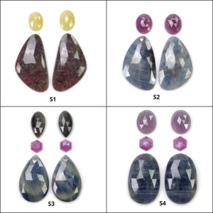 Zafiro natural sin tratar sin calefacción bicolor pera y forma desigual 4 piezas y 6 piezas - Imagen 1 de 5