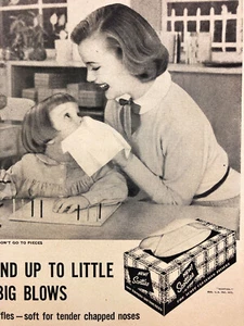 Scotties New Cleaning Tissues Vintage Print Ad Strong For Sneezes and Sniffles - Picture 1 of 2