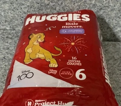 🐣 Huggies Little Movers Baby Baby Diaper Size 6 Over 35 lbs (16 Diaper)🆕AS IS - Image 1 of 4