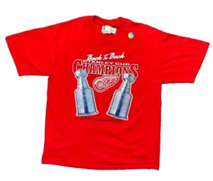 Vintage Back To Back Detroit Red Wings Stanley Cup T Shirt 90s XL NWT Nutmeg NHL - Picture 1 of 10