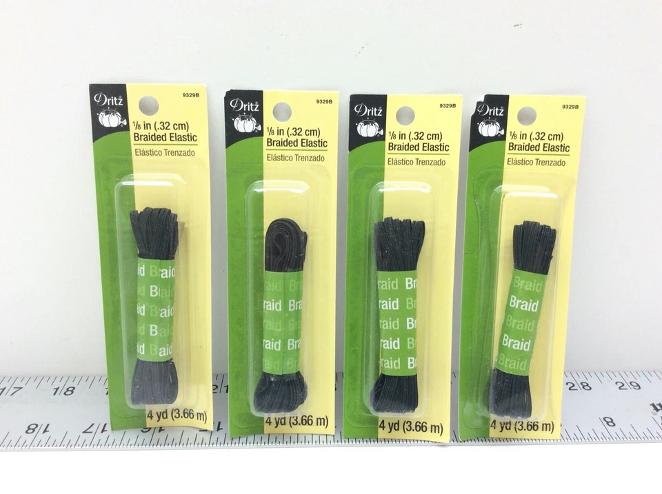 Dritz Black Braided Elastic 1/8" X 4 Yards 9329B