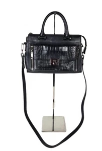 Milly Black Leather Crossbody With Decoative Croc Embossed Pocket "READ" - Bild 1 von 11