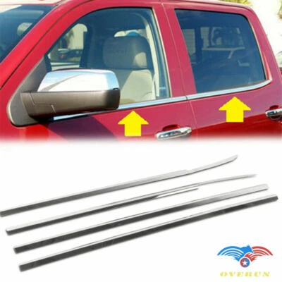 Se adapta a Chevy Silverado 2014-2018 cubierta de umbral de moldura de ventana de acero inoxidable Foto 1 de 2