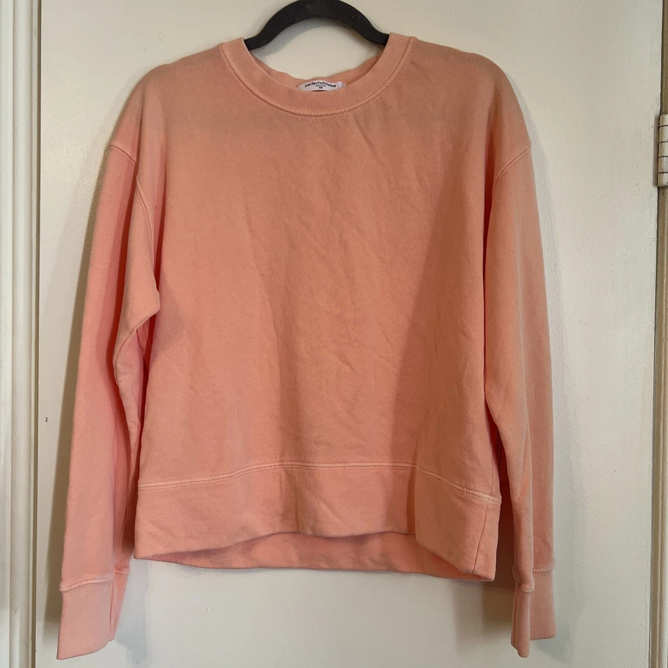 Идеальная белая футболка XS Tyler Sweatshir французский махровый пуловер персиковый💖Подарок💖США💖 - Изображение 1 из 4