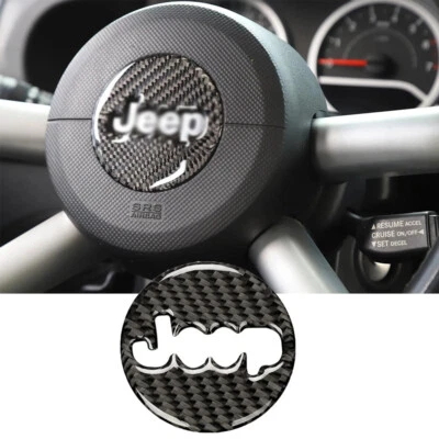 For Jeep Wrangler JK 2007-2010 Steering Wheel Cover Trim Real Carbon Fiber 1PCS - Image 1 of 4