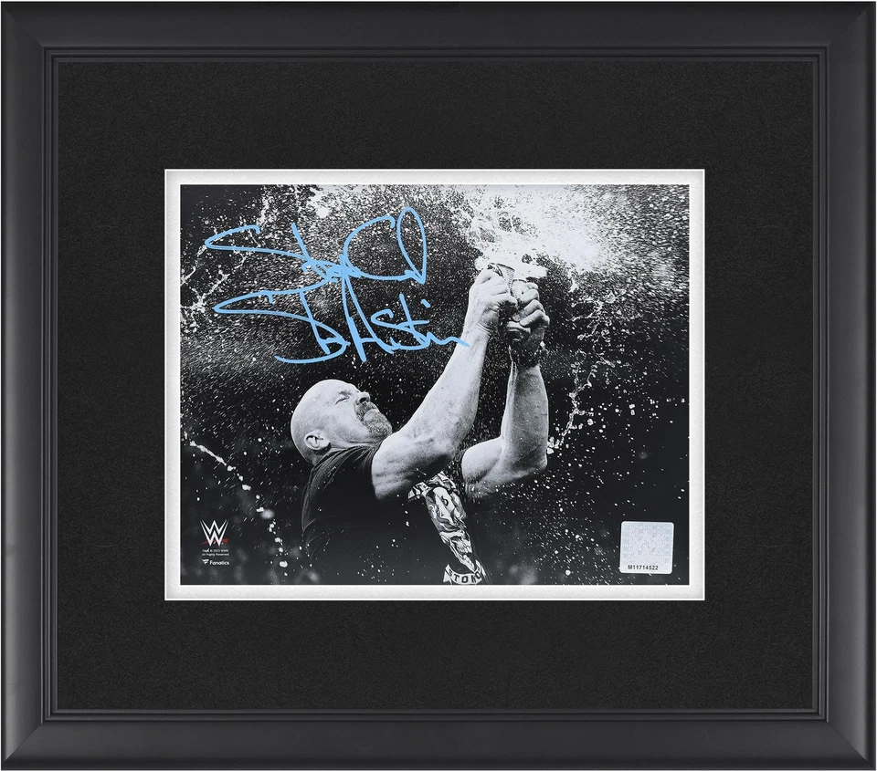 Stone Cold Steve Austin WWE фотография в рамке с автографом 8 x 10 дюймов пивной брызги - Изображение 1 из 1