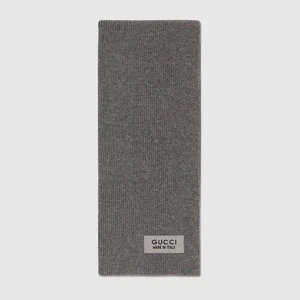 GUCCI Rib Knit Wool Scarf Gray NWT & Gift Box - Picture 1 of 6