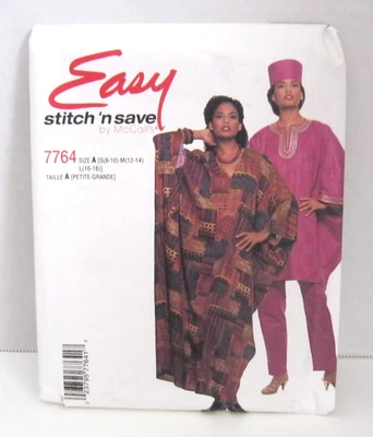 Stitch 'n Save 7764 Easy Caftan, Pants & Hat Misses' S-L (8-18) Pattern Uncut - Image 1 of 2