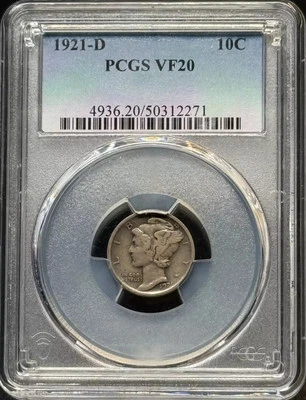 1921 D Mercury Dime PCGS VF-20 - Image 1 of 2