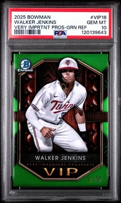2025 BOWMAN VERY IMPORTANT PROSPECTS #VIP16 WALKER JENKINS GREEN/99 PSA 10 POP 1 - Image 1 of 3