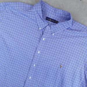 Ralph Lauren Shirt Mens 5XB Big Tall Blue Long Sleeves Button Down Oxford Pony - Picture 1 of 9