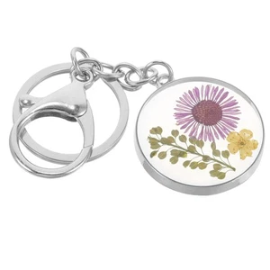 Embossed Keychain Teardrop Pressed Flower Miss Aesthetic Keychains - Picture 1 of 12