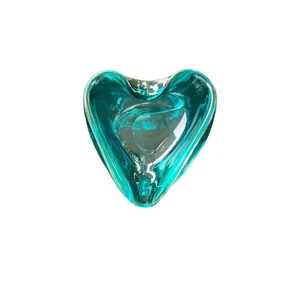Vintage Murano Italy Art Glass Heart Shaped Trinket Bowl Ashtray Blue/Green - Picture 1 of 3