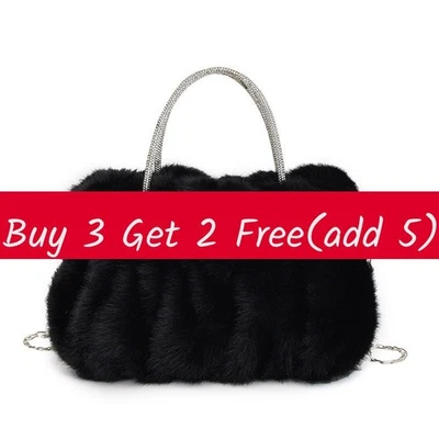 Plush Faux Fur Handbag With Chain Strap For Daily Fashion And Elegant Look - Image 1 of 4