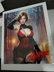 FanArt Waifu Card aceo–Retro Jumbo 8x10" Pin Up Limited Ed. Alice Resident Evil - Picture 1 of 3