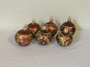 6er Set Christbaumschmuck Weihnacht Deko Glas Kugeln Braun - Bild 1 von 3