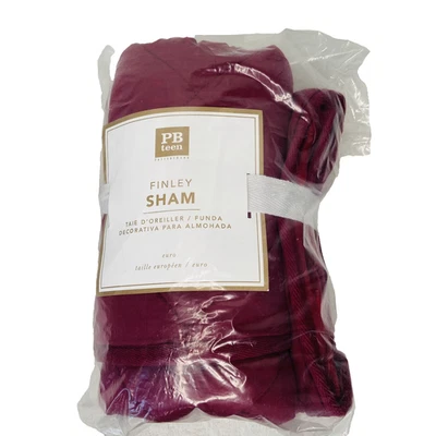 Pottery Barn Teen Finley Burgundy Quilted Euro Pillow Sham New - Image 1 of 4