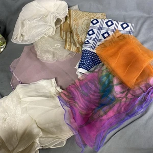 8 VINTAGE NYLON TRANSPARENTE SCHALS KONVOLUT - Bild 1 von 6