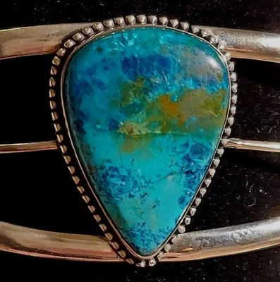 Novo punho ajustável de prata esterlina e Shattuckite natural - Imagem 1 de 4