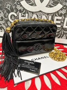 Borsa a tracolla CHANEL Coco Mark Matelasse in pelle verniciata catena nera GIAPPONE 112 - Foto 1 di 24