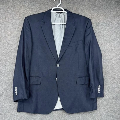 Jos A Bank Blazer Mens 44 Short Navy Wool Silk Ramie Two Button Sport Coat - Image 1 of 4