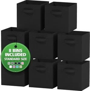 Royexe, Fabric Storage Cubes With Dual Handles, 11 Inches, 8 Pack, Black - Picture 1 of 7